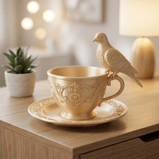 Ringneck dove Renaissance Portrait Trinket Tray (Silky Gold) 2