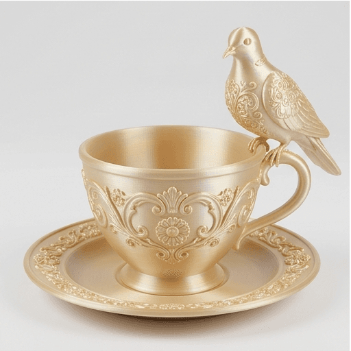 Ringneck dove Renaissance Portrait Trinket Tray (Silky Gold) 3