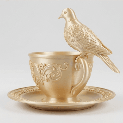 Ringneck dove Renaissance Portrait Trinket Tray (Silky Gold) 4