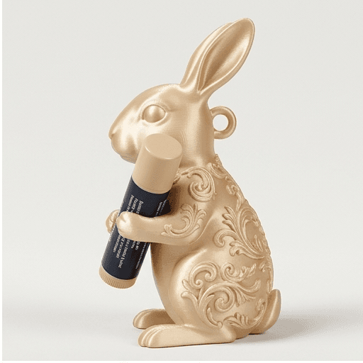 Satin rabbit Renaissance Portrait Lip Balm Case (Silky Gold) 2