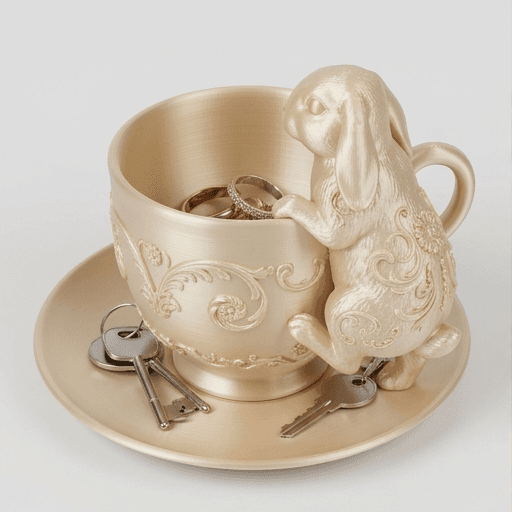 Holland Lop Renaissance Portrait Trinket Tray (Silky Gold)