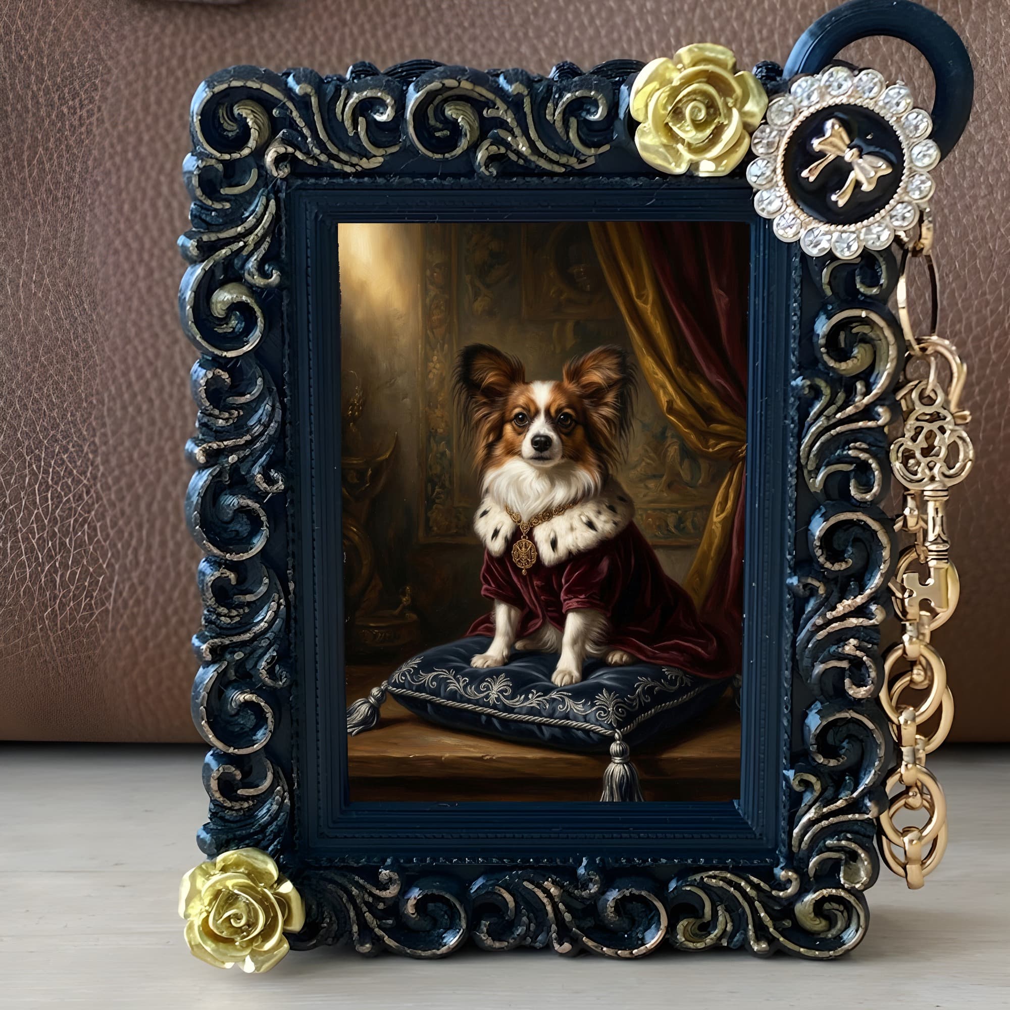 papillon Renaissance Portrait Bag Charm (Black) 2