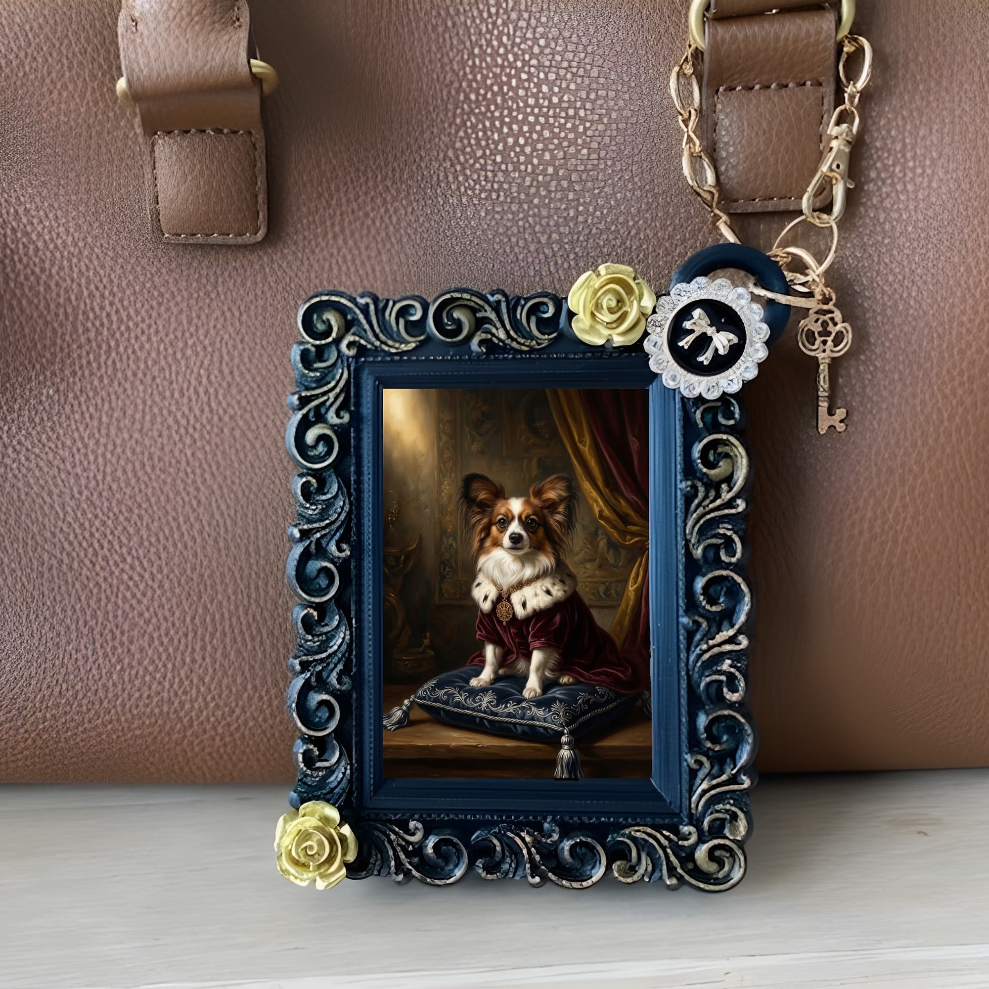 papillon Renaissance Portrait Bag Charm (Black) 3