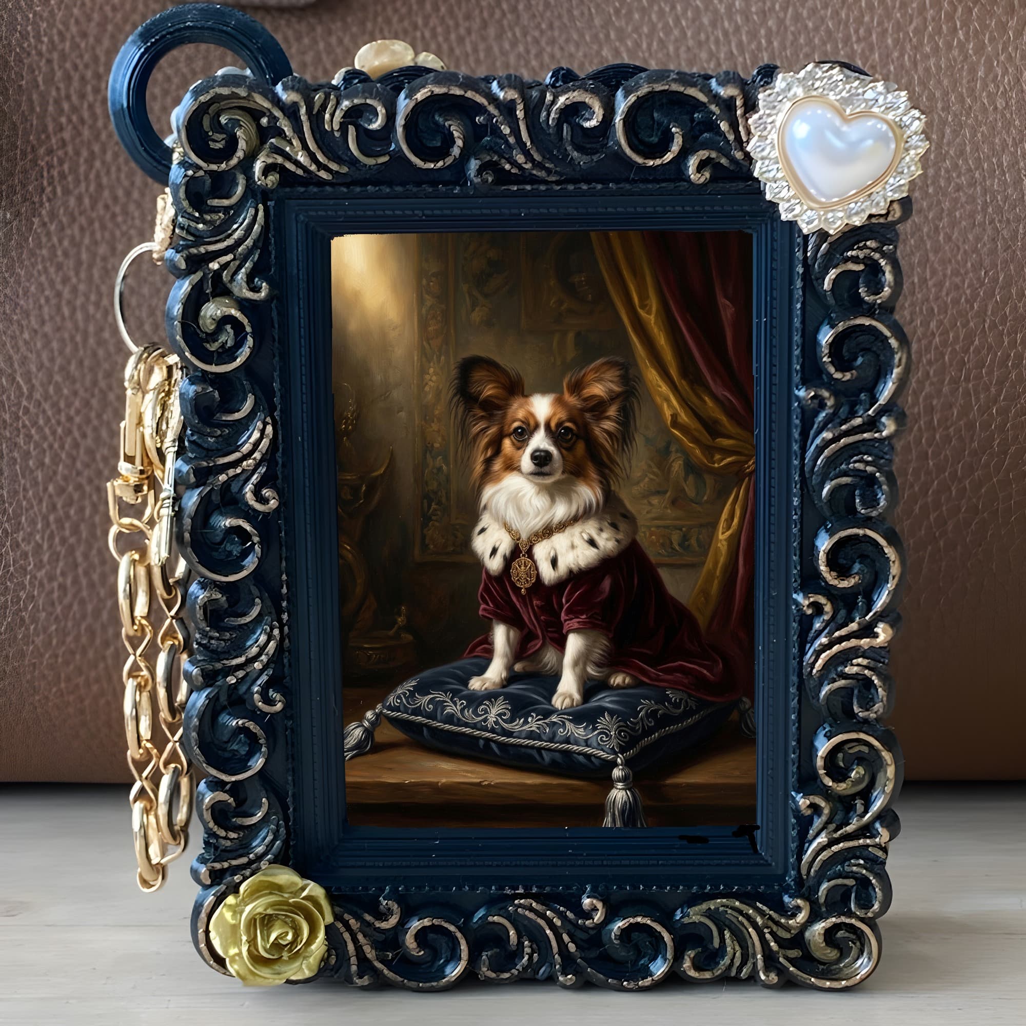 papillon Renaissance Portrait Bag Charm (Black) 5