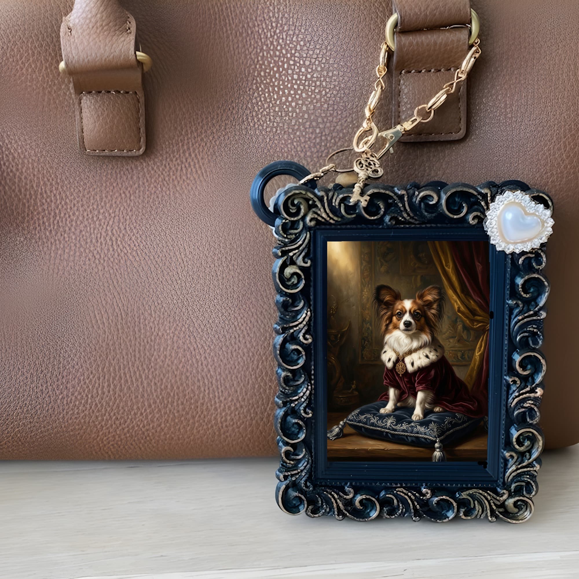 papillon Renaissance Portrait Bag Charm (Black) 6