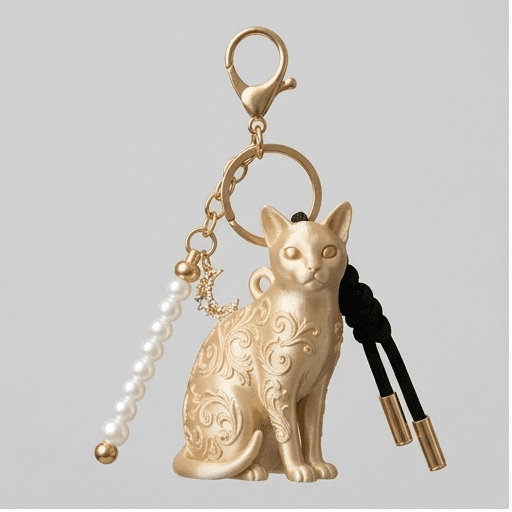 Burmese Renaissance Portrait Keychain (Silky Gold)