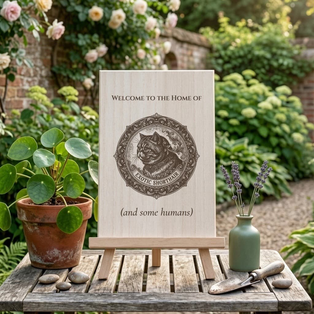 Exotic Shorthair Renaissance Portrait Wooden Welcome Board 4