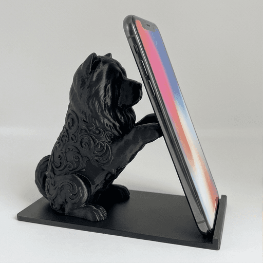 チャウチャウのルネサンス肖像画スマホスタンド(シルクブラック)
