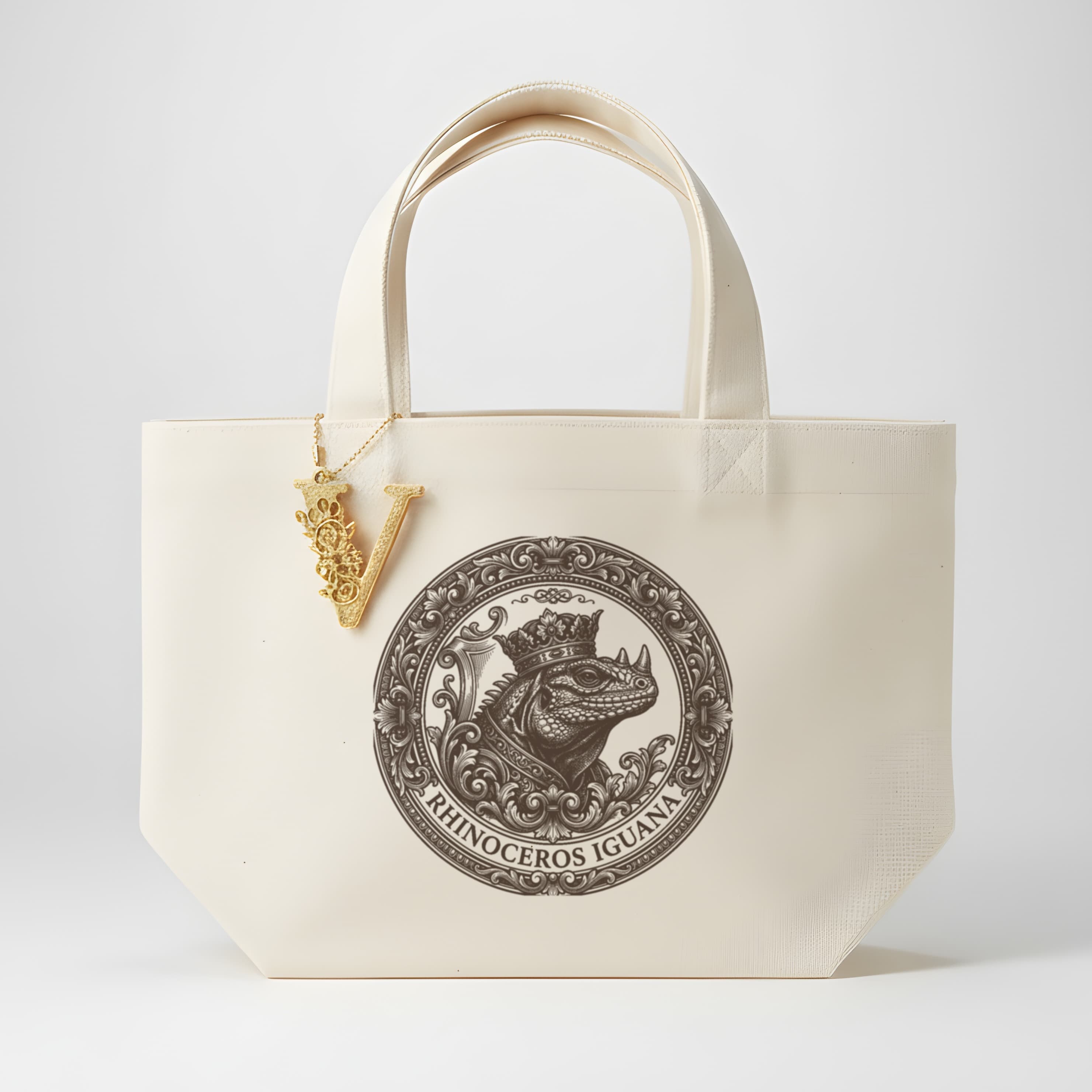 Rhinoceros Iguana Renaissance Portrait Mini Tote Bag