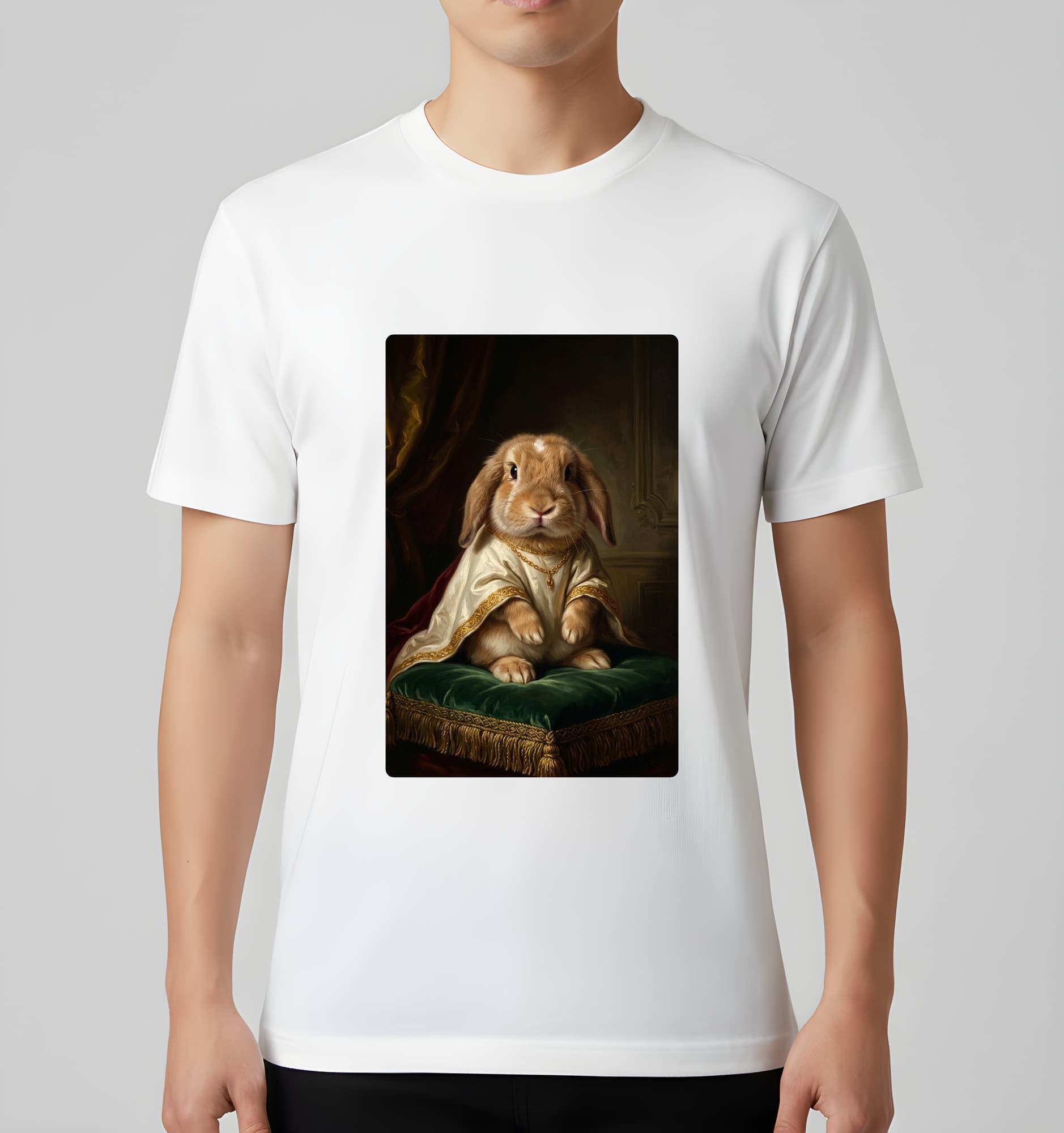 ミニロップのルネサンス肖像画Tシャツ(ホワイト・カラープリント・額縁なし) 3