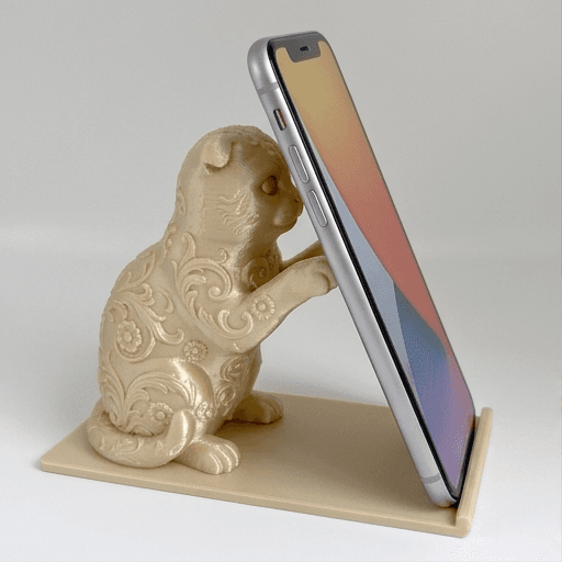 Scottish Fold Renaissance Portrait Phone Stand (Silky Gold)