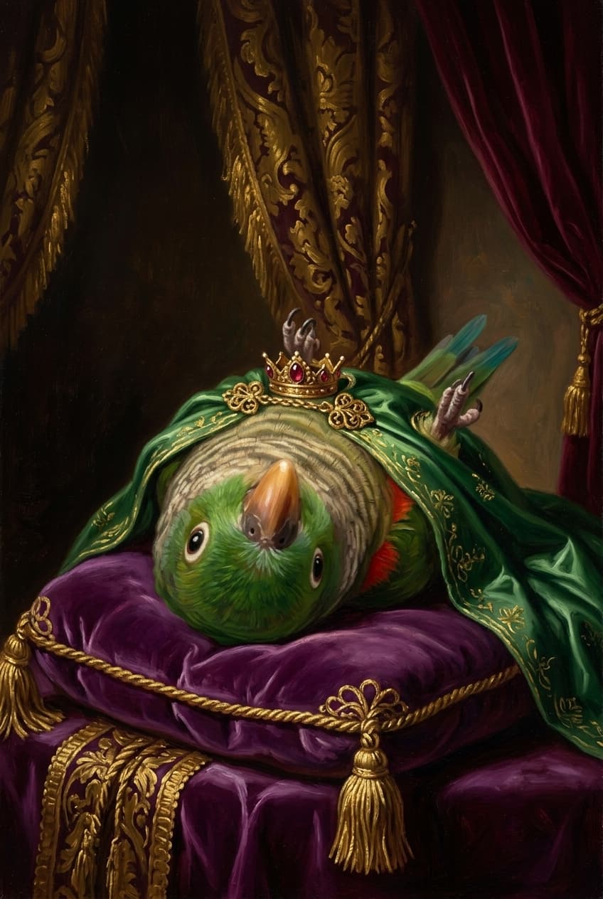 Eclectus Parrot Renaissance Portrait Framed Art Print (A4 Gold) 4