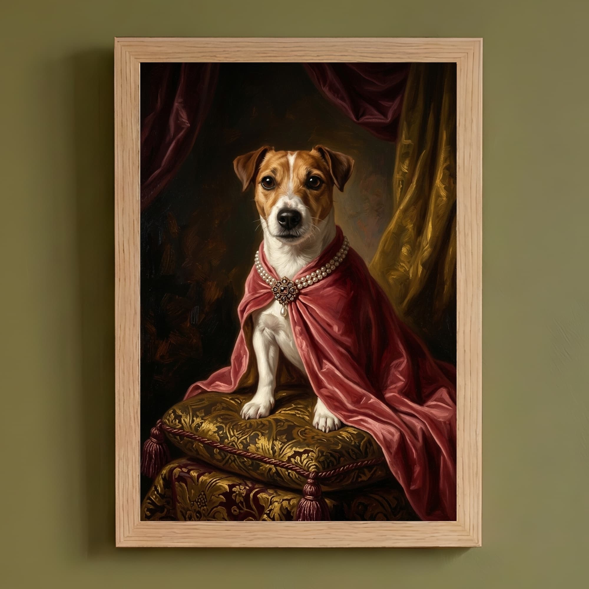 Jack Russell terrier Renaissance Portrait Framed Art Print (A4)