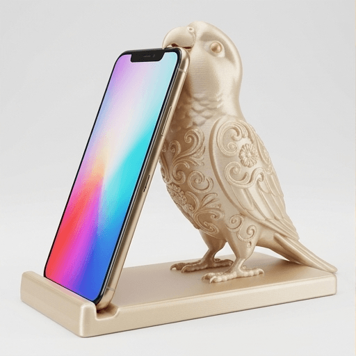 Green-cheeked Conure Renaissance Portrait Phone Stand (Silky Gold)