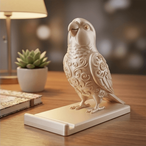 Green-cheeked Conure Renaissance Portrait Phone Stand (Silky Gold) 2