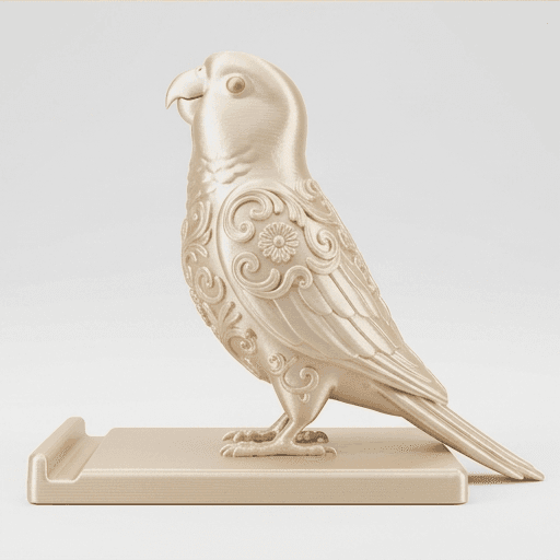 Green-cheeked Conure Renaissance Portrait Phone Stand (Silky Gold) 4