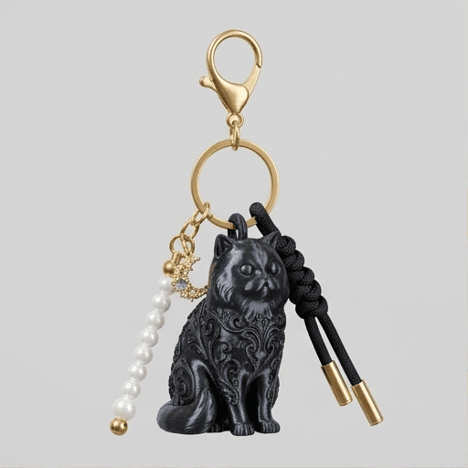 Persian Renaissance Portrait Keychain (Silky Black)