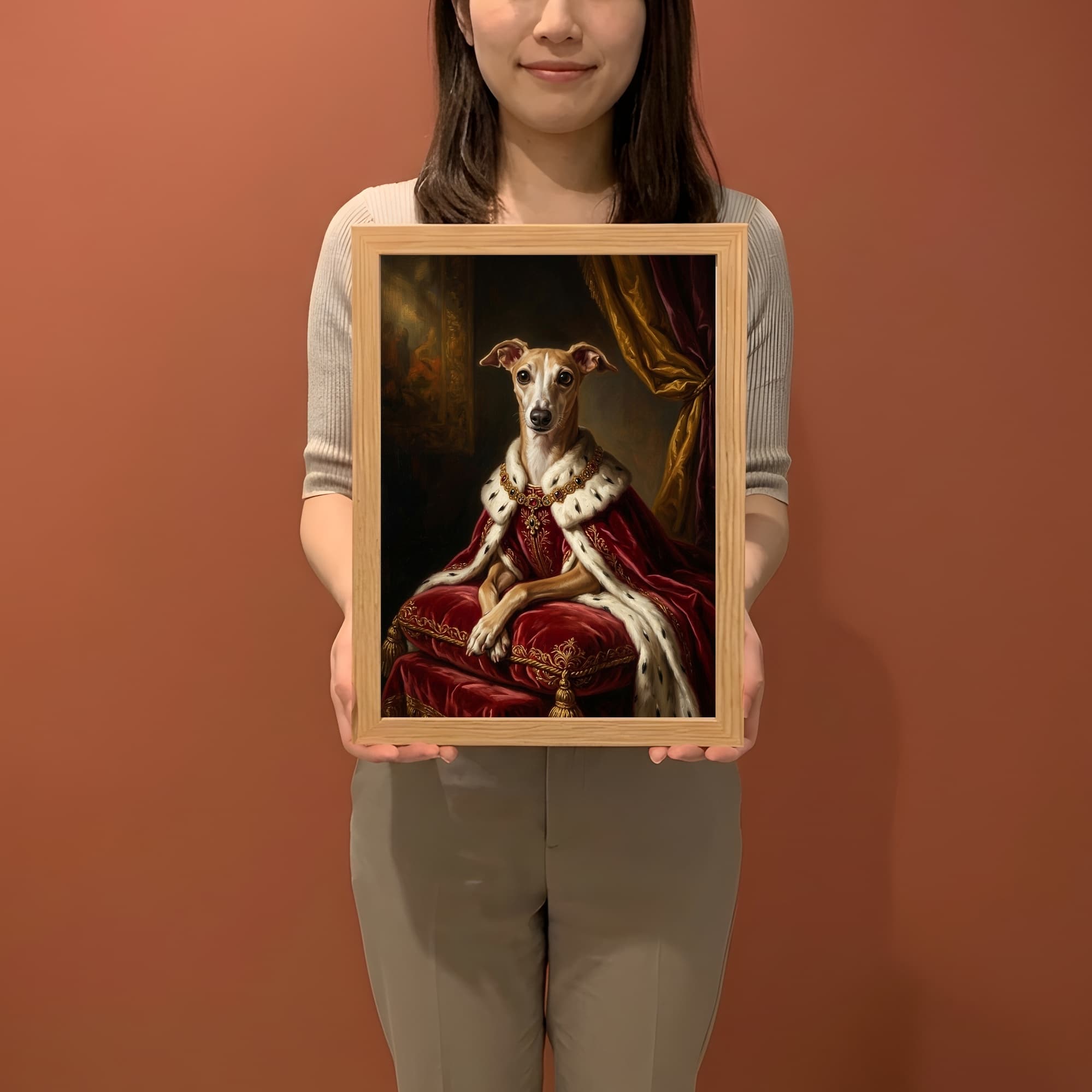 イタリアングレーハウンドのルネサンス肖像画額装プリント 2