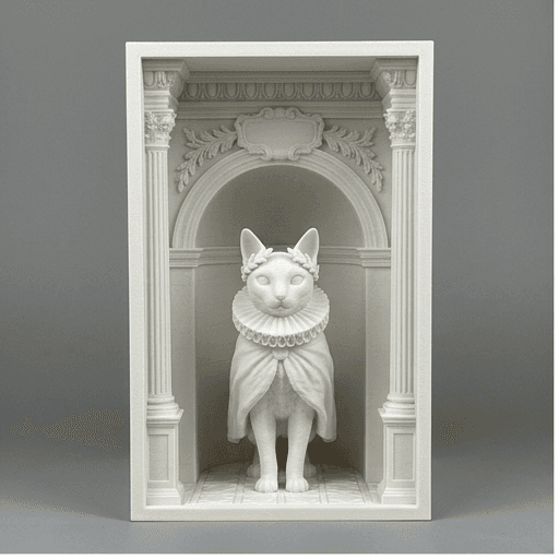 Russian Blue Renaissance Portrait Booknook Diorama