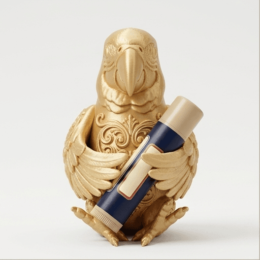 ルリコンゴウインコのルネサンス肖像画リップケース(シルクゴールド)