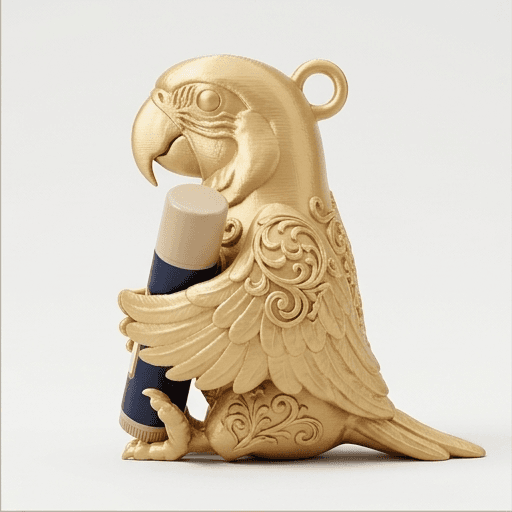 ルリコンゴウインコのルネサンス肖像画リップケース(シルクゴールド) 2