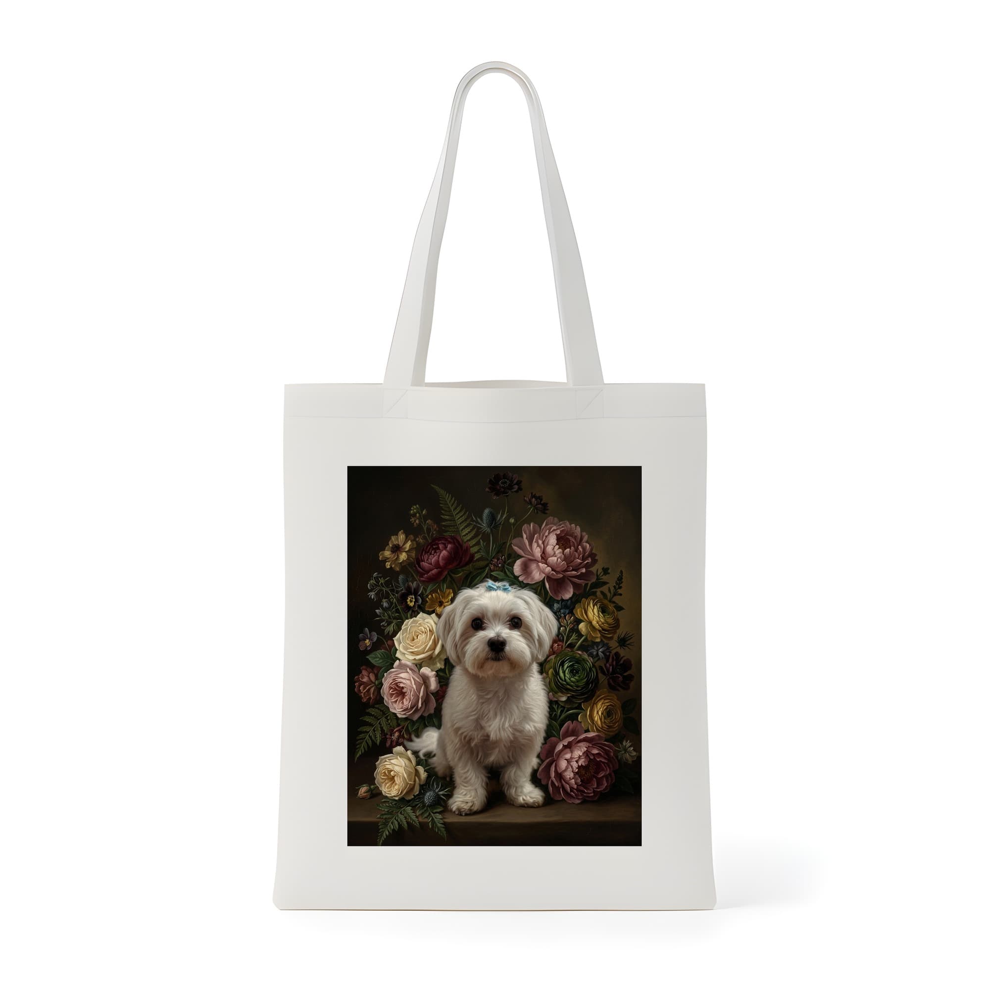 Maltese Floral Oil-Painting Floral Tote Bag