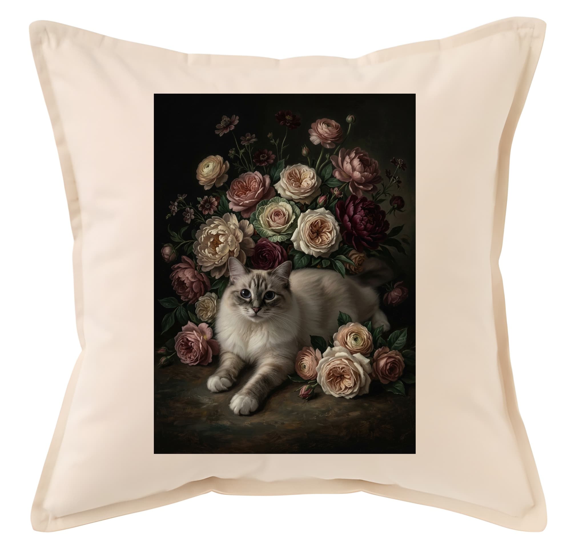 Ragdoll Floral Oil-Painting Floral Cushion