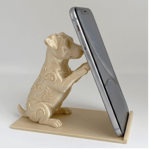 ジャックラッセルテリアのルネサンス肖像画スマホスタンド(シルクゴールド)