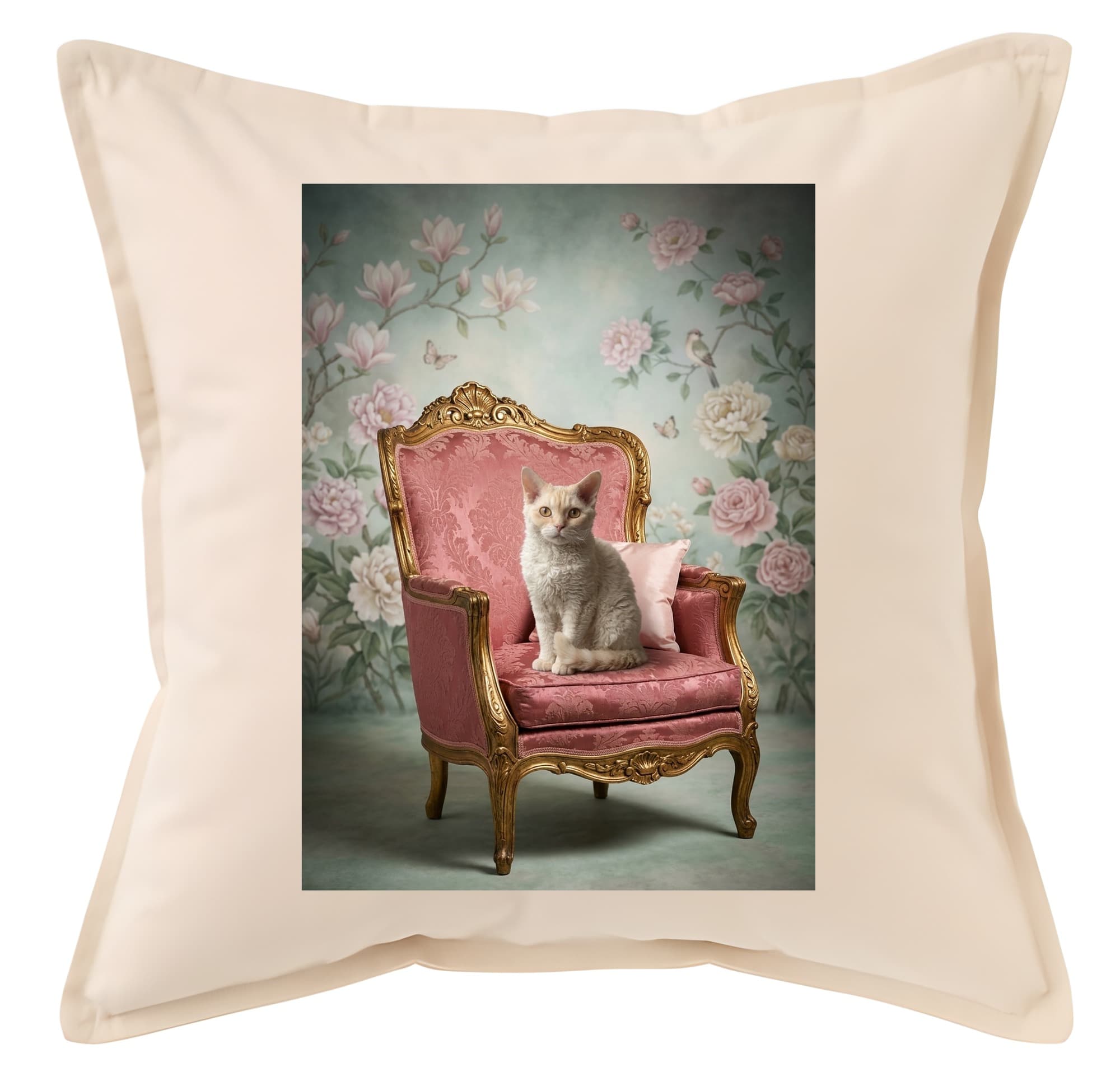 Selkirk Rex Shabby Pink Oil-Painting Rococo Cushion
