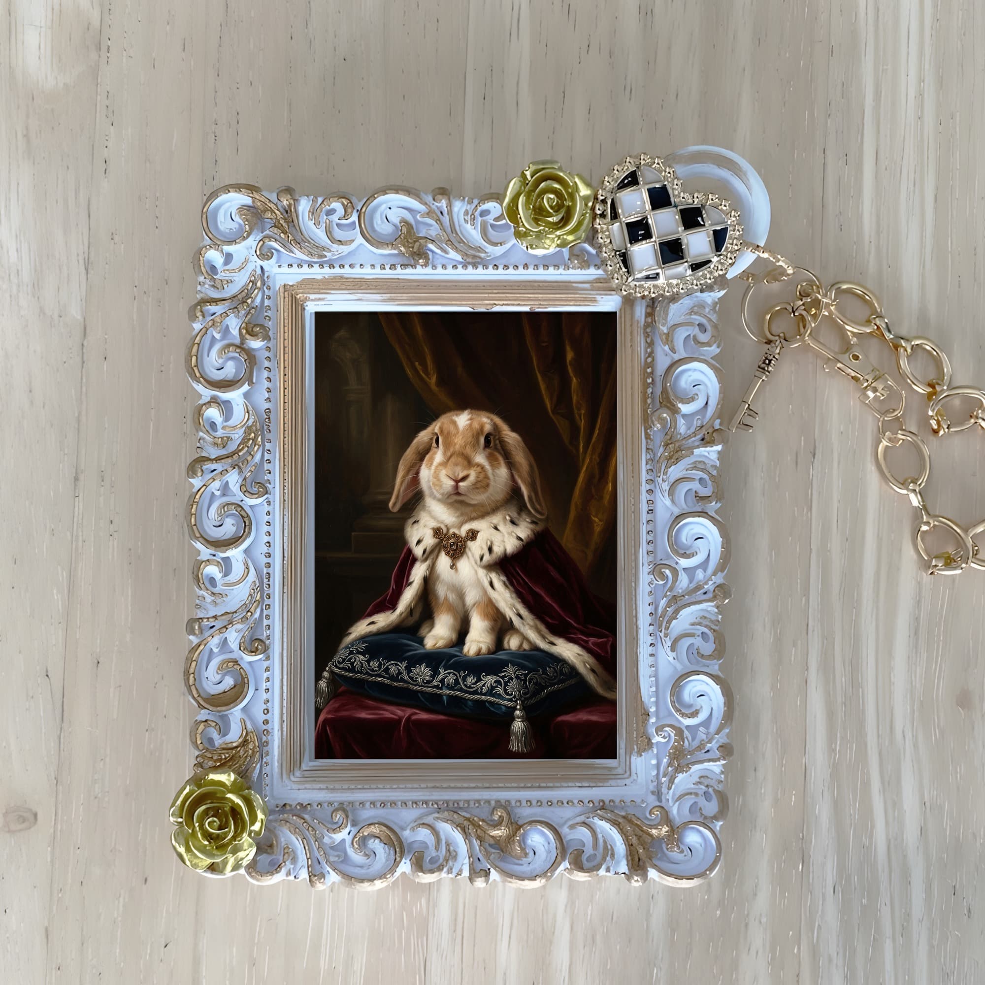 French Lop Renaissance Portrait Bag Charm (White)