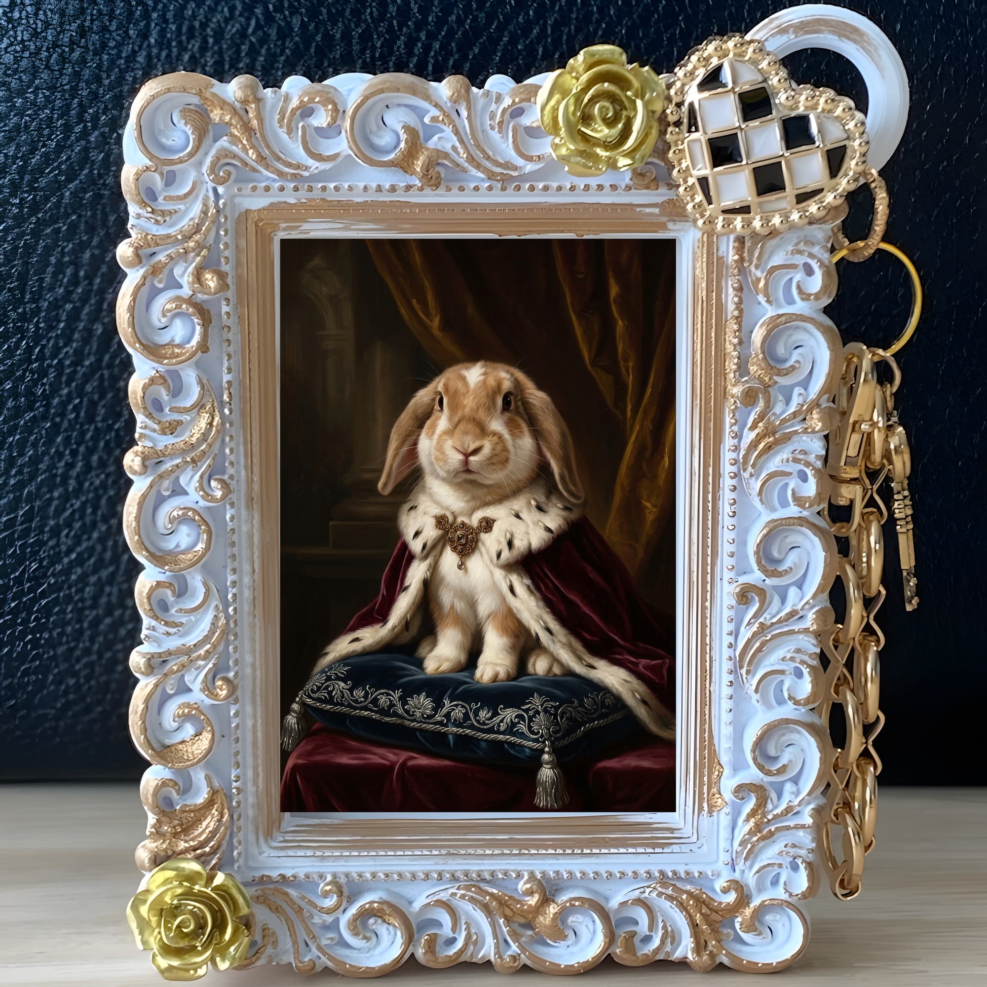 French Lop Renaissance Portrait Bag Charm (White) 2