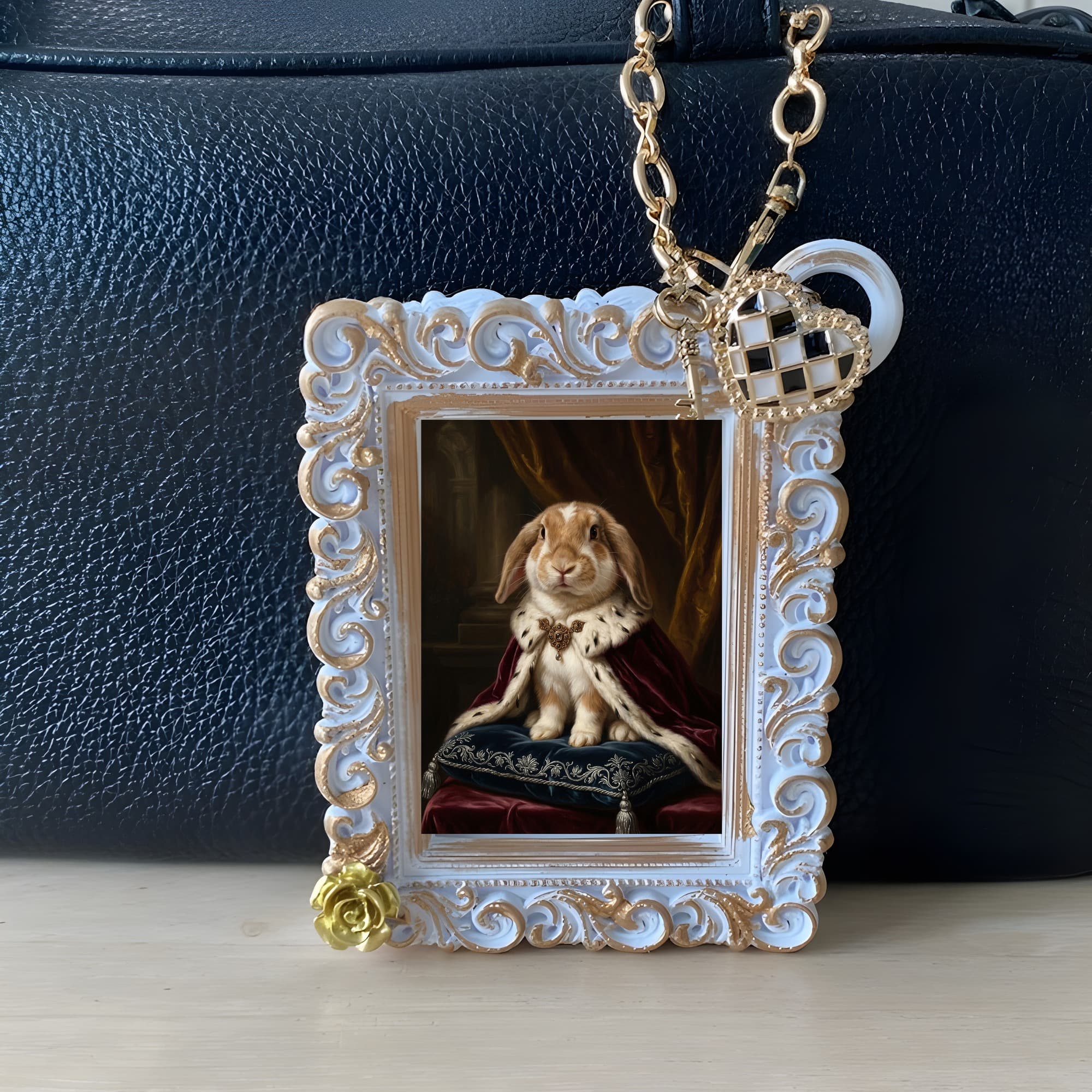French Lop Renaissance Portrait Bag Charm (White) 3