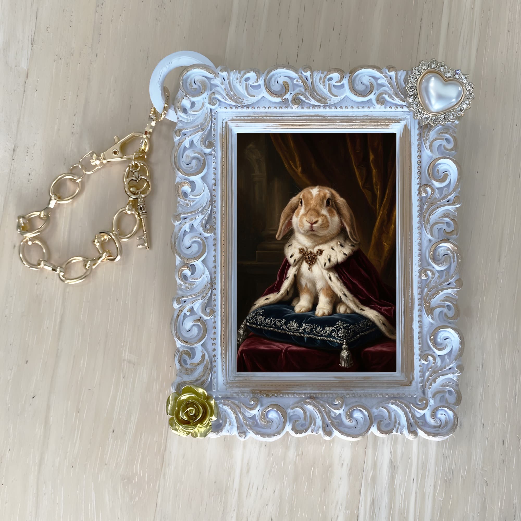 French Lop Renaissance Portrait Bag Charm (White) 4