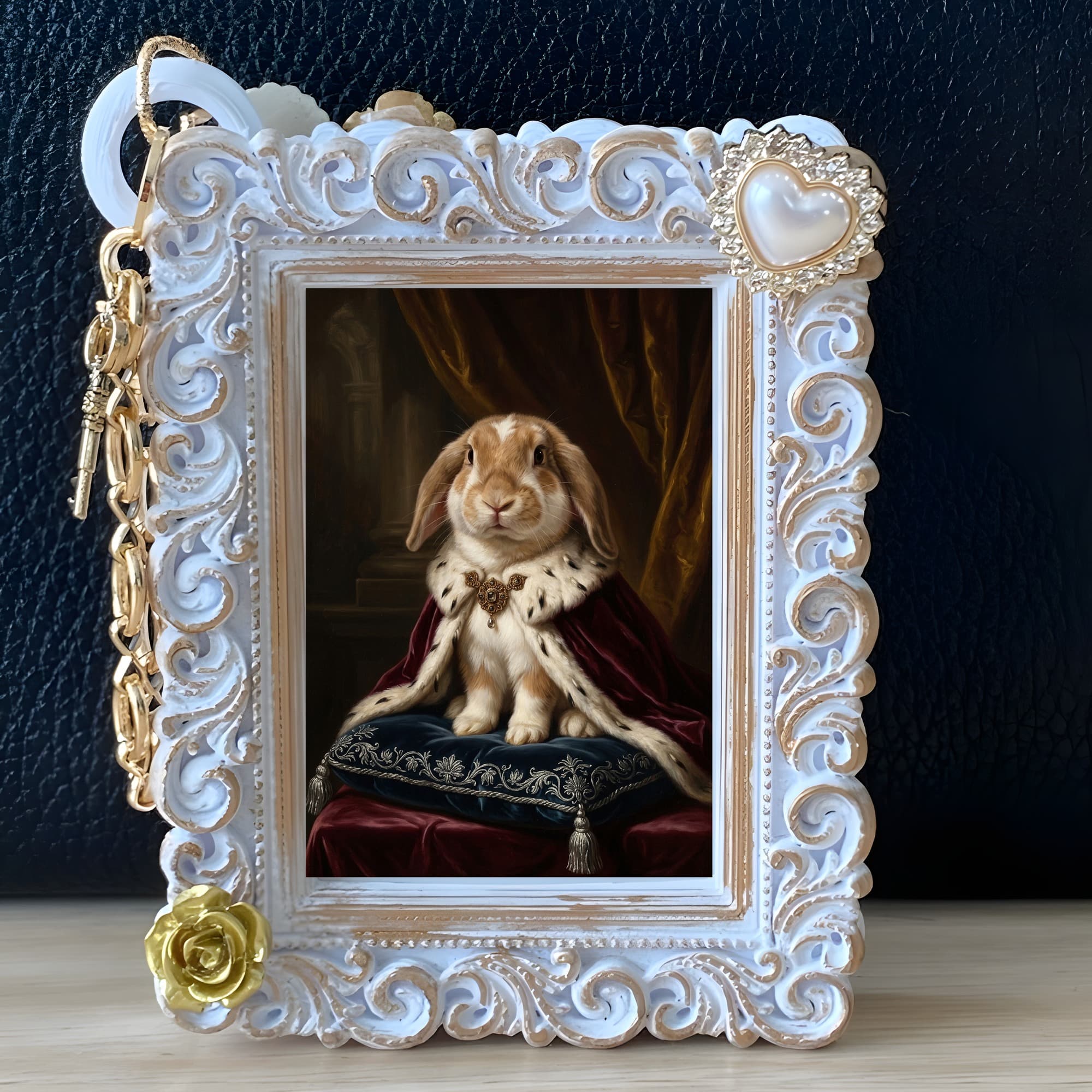 French Lop Renaissance Portrait Bag Charm (White) 5