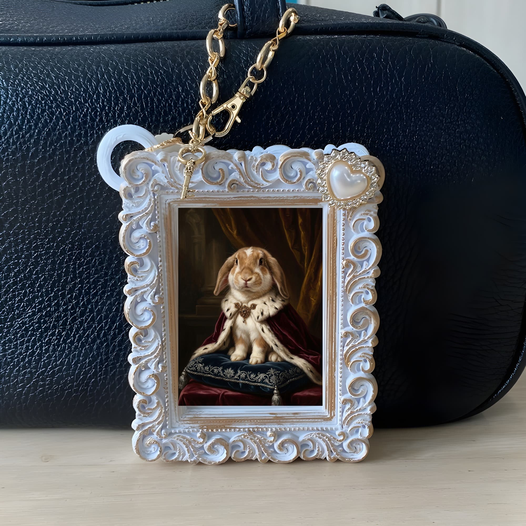 French Lop Renaissance Portrait Bag Charm (White) 6