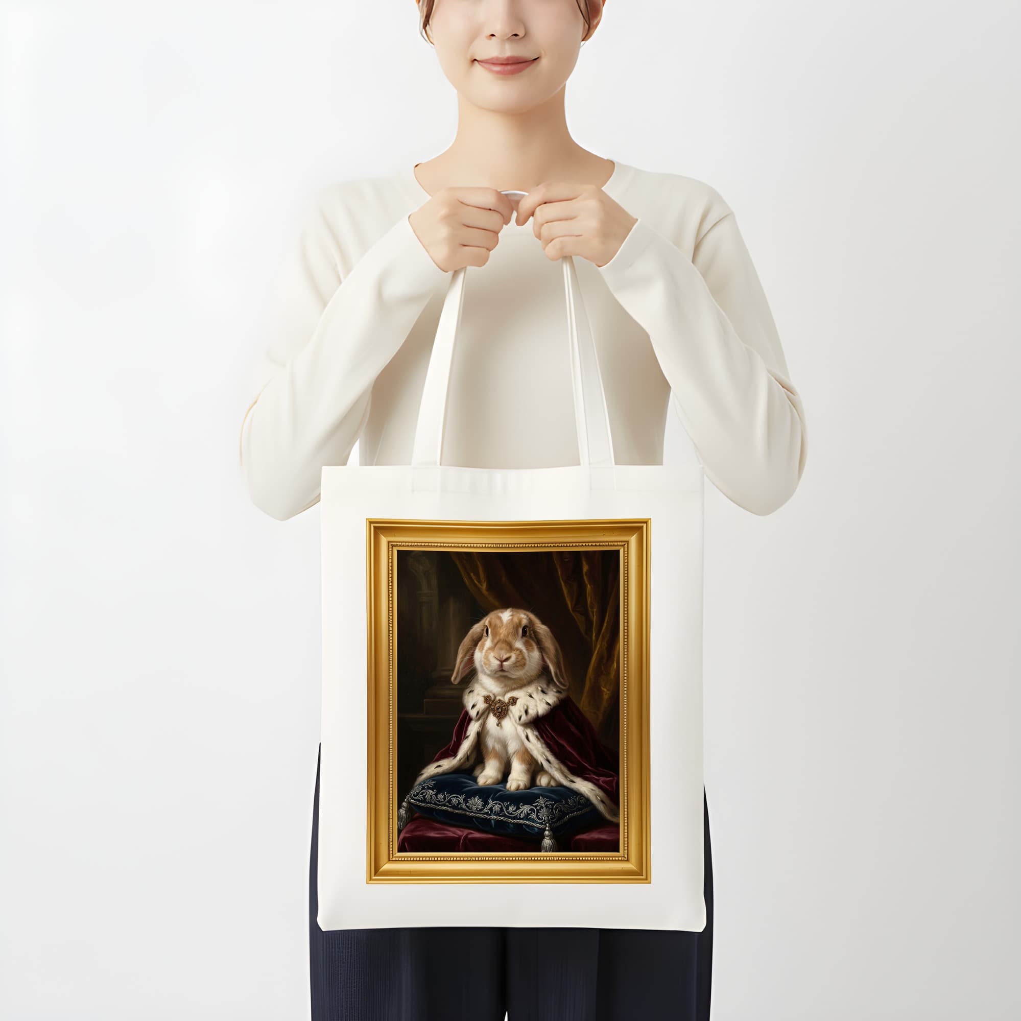 フレンチロップのルネサンス肖像画トートバッグ(カラープリント・額縁デザインあり) 3