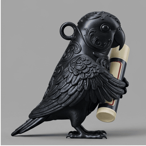 インドオオハナインコのルネサンス肖像画リップケース(シルクブラック) 2