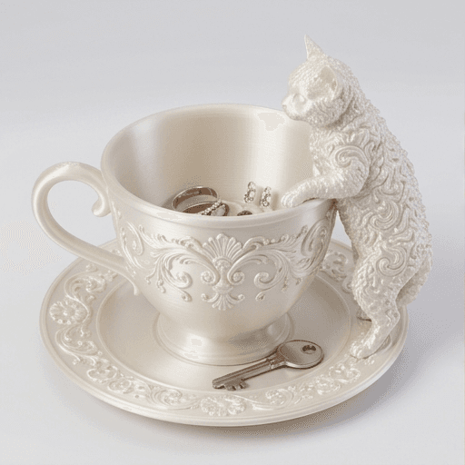 Selkirk Rex Renaissance Portrait Trinket Tray (Pearl White)