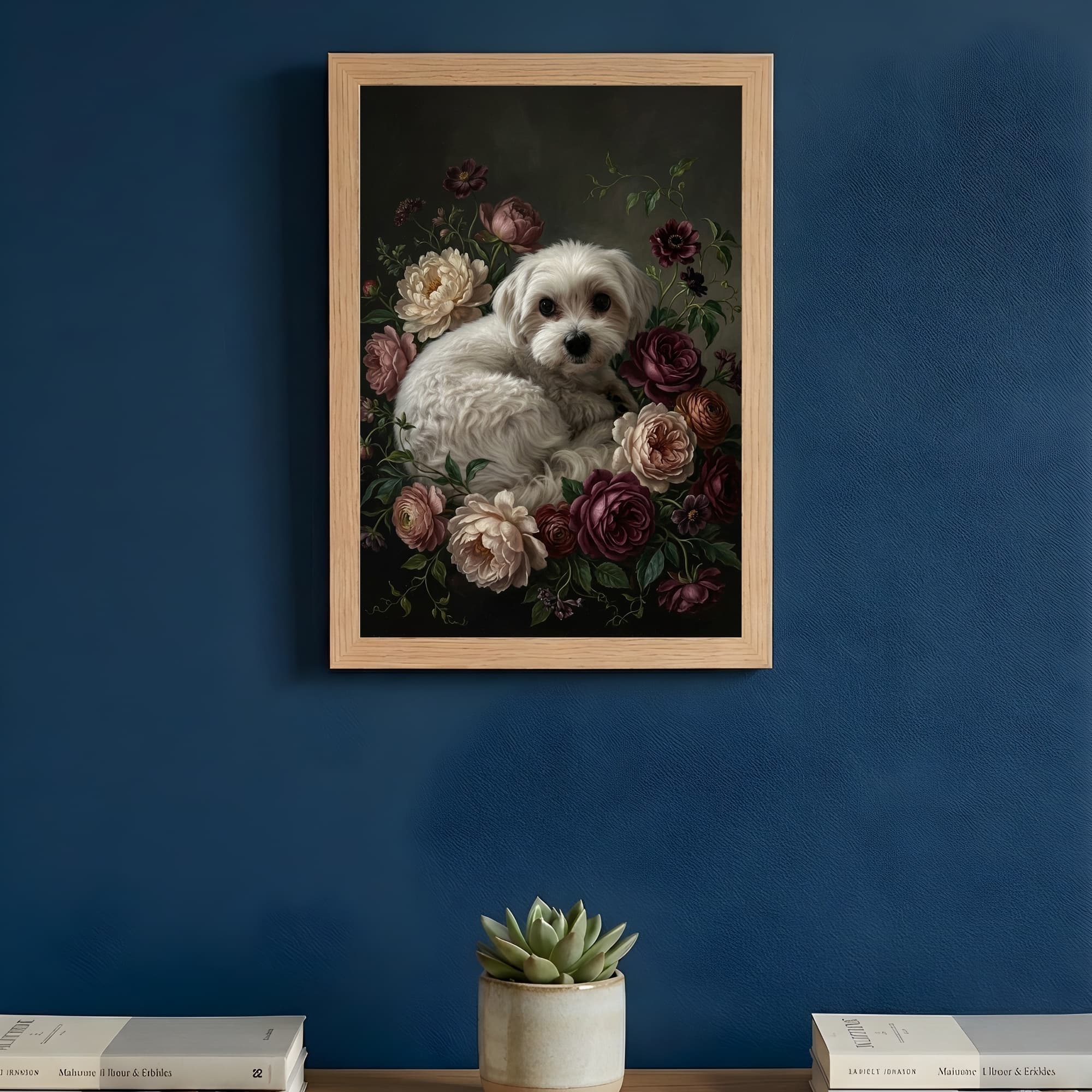Maltese Floral Oil-Painting Floral Framed Art Print (A4) 3