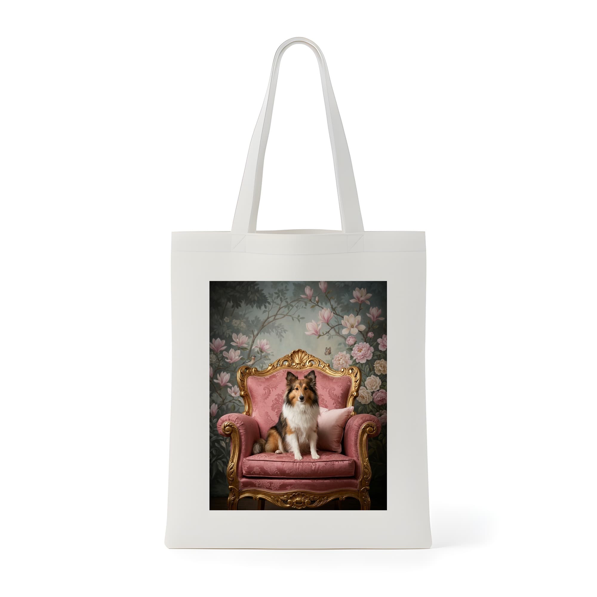 Shetland sheepdog Shabby Pink Oil-Painting Rococo Tote Bag