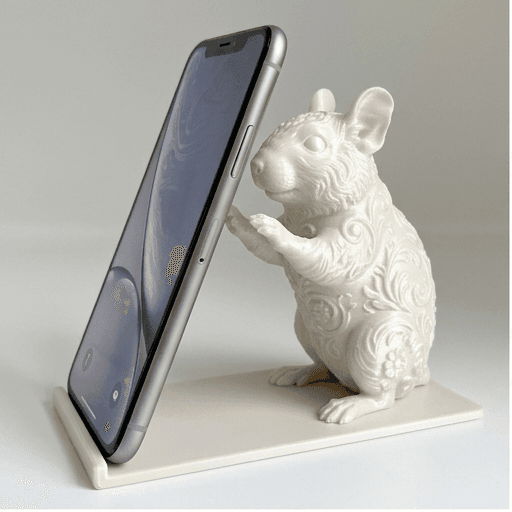 デグーのルネサンス肖像画スマホスタンド(シルクホワイト)