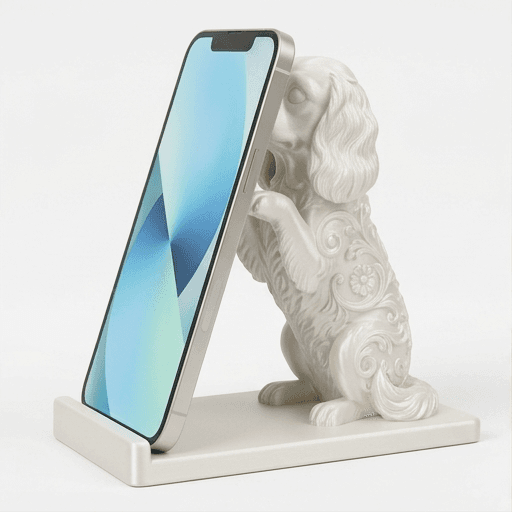 キャバリアのルネサンス肖像画スマホスタンド(シルクホワイト)