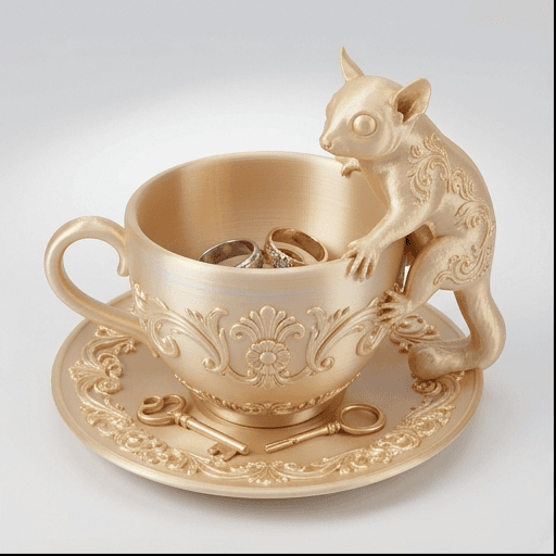 Sugar glider Renaissance Portrait Trinket Tray (Silky Gold)