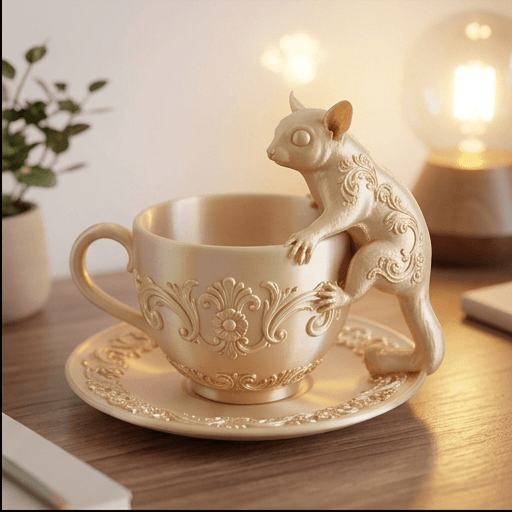 Sugar glider Renaissance Portrait Trinket Tray (Silky Gold) 2