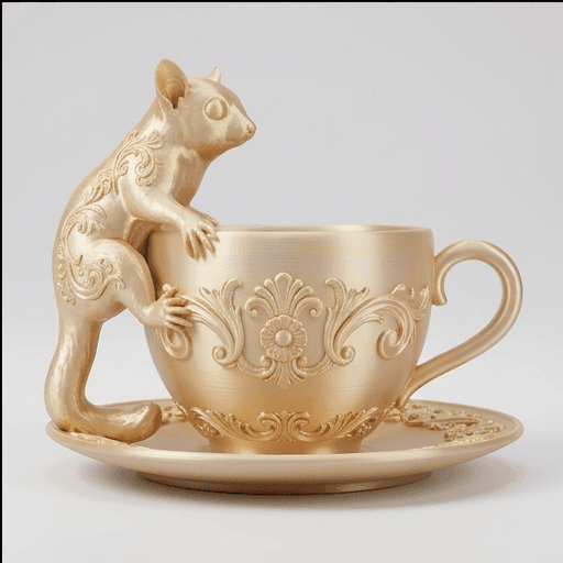 Sugar glider Renaissance Portrait Trinket Tray (Silky Gold) 4