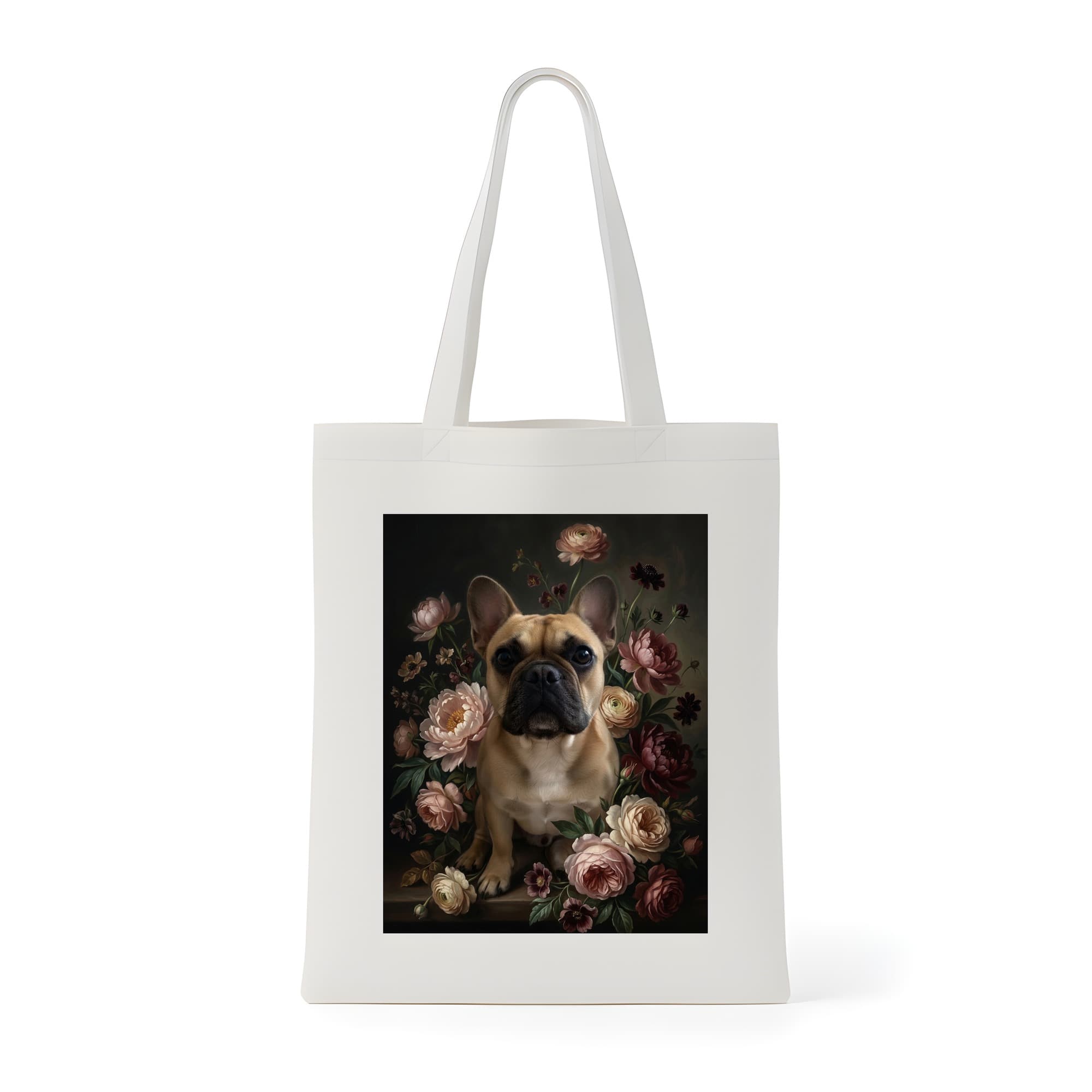 French bulldog Floral Oil-Painting Floral Tote Bag