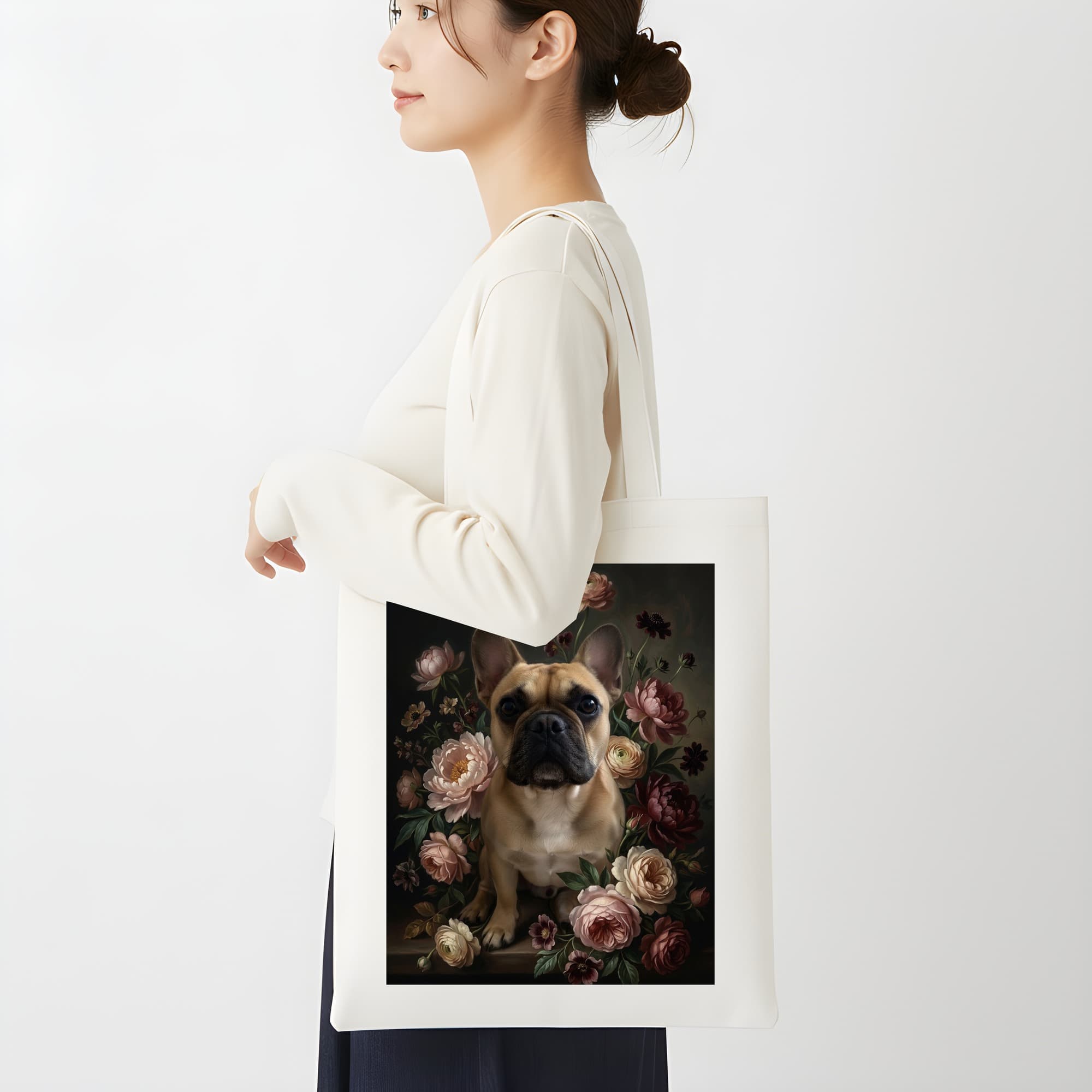 French bulldog Floral Oil-Painting Floral Tote Bag 2