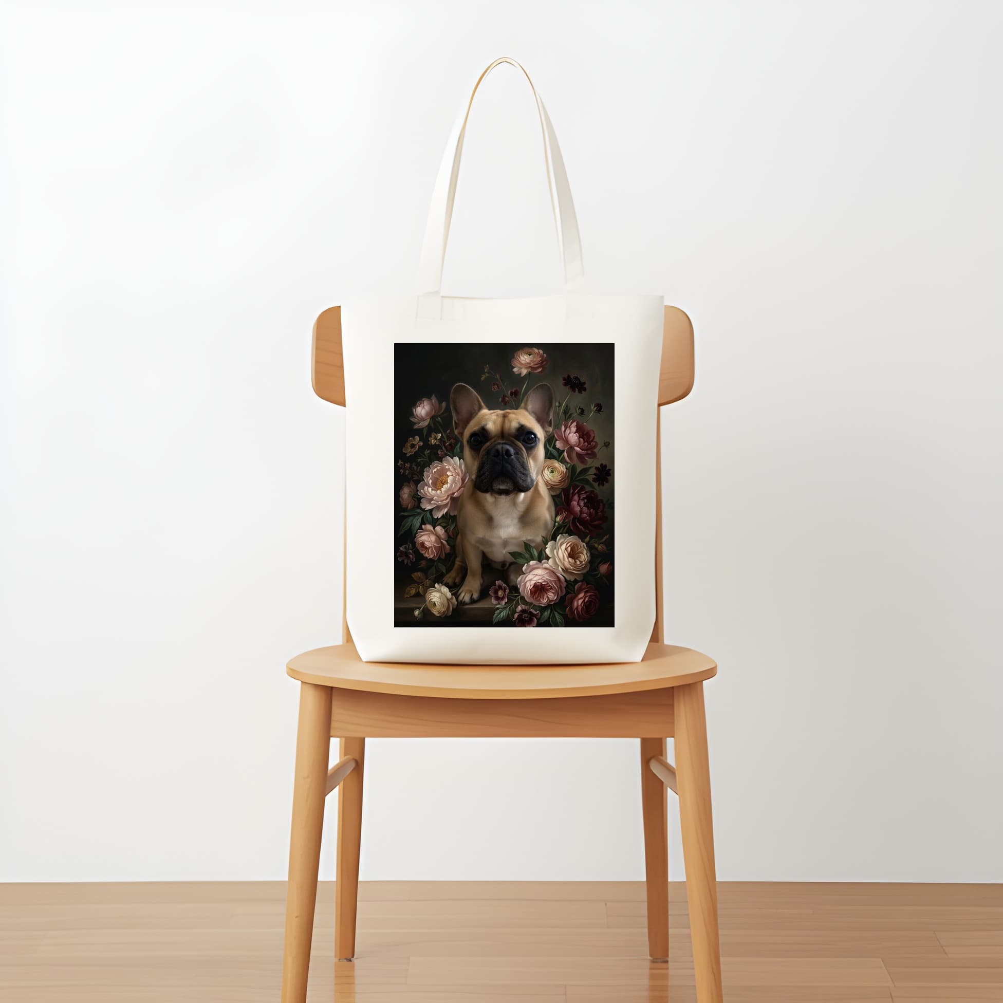 French bulldog Floral Oil-Painting Floral Tote Bag 5