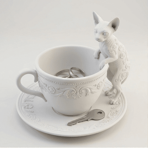Sphynx Renaissance Portrait Trinket Tray (Matte White)