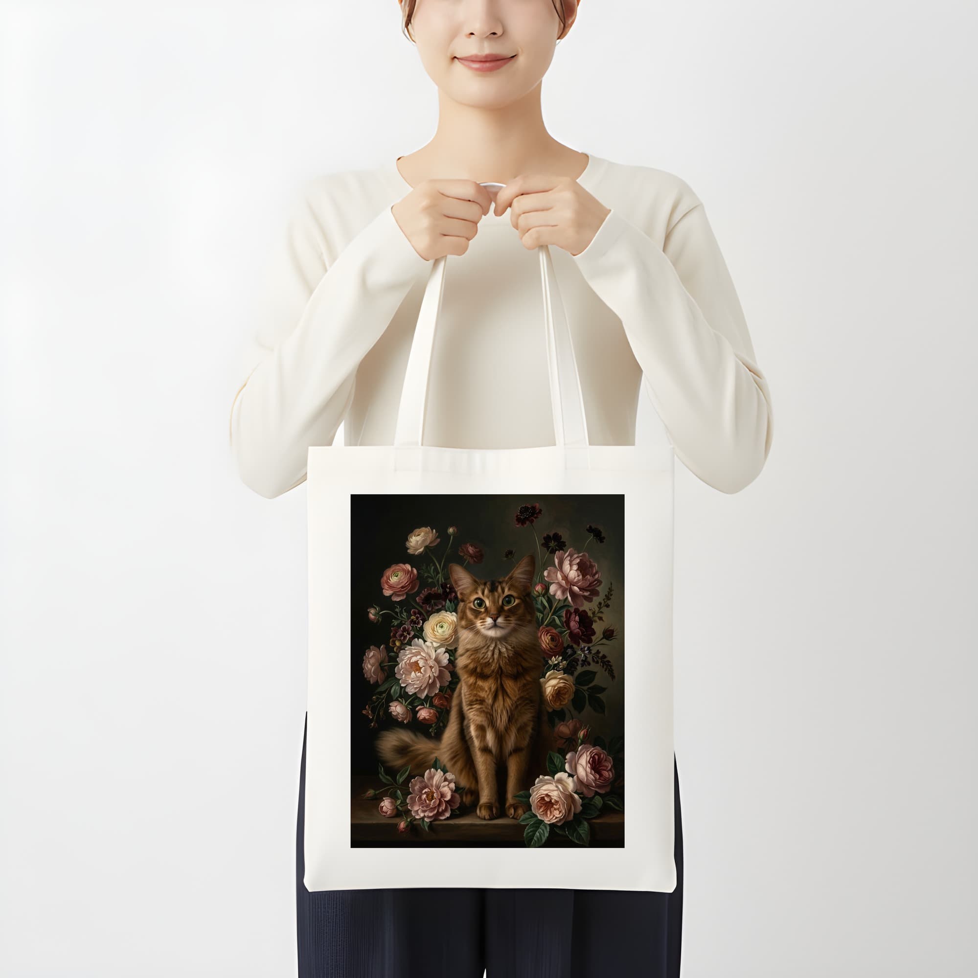 ソマリの花の油絵風アート花柄トートバッグ 3